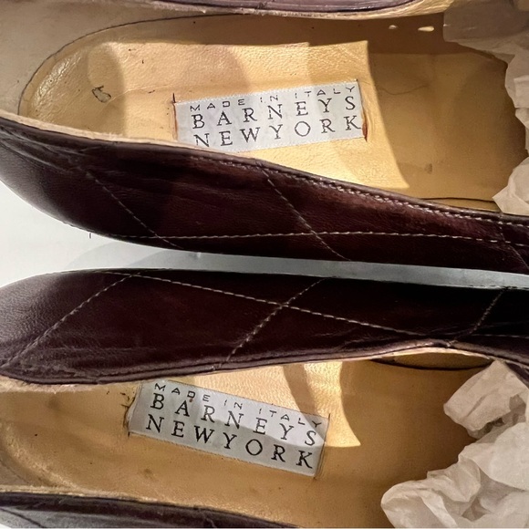 Vintage Barneys New York Quilted Leather Loafers Brown Made in Italy EU 40 US 10 - Picture 11 of 13